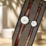 Retro White Brown Box Couple Watch