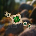 Floral Green and Gold Emerald Zircon Watch