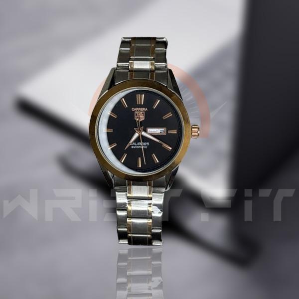 Tag Heuer Two Tone Golden Black Carrera Day Date Chain Watch