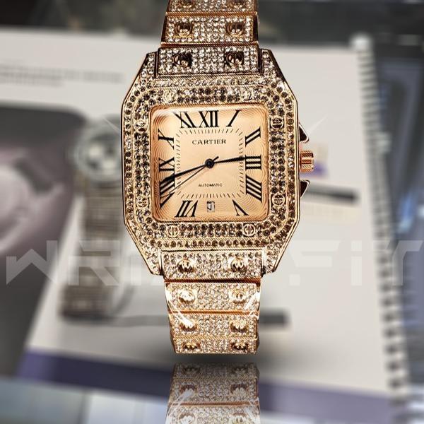 Cartier Golden Iced Out Date Watch