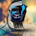 Diesel Iron Man Black Crystal Glass Watch