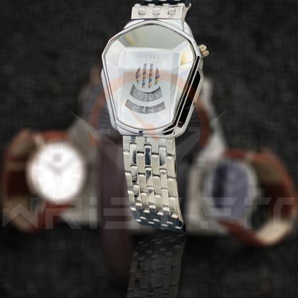 Diesel Iron Man Silver Crystal Glass Watch