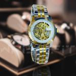 Rolex Golden White Automatic Skeleton Two Tone Silver Chain Watch