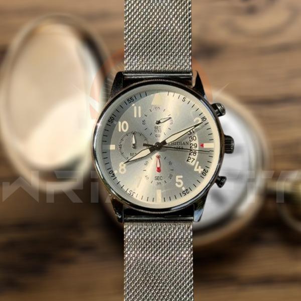Zhidian 1858 Silver White Date Chronograph Watch