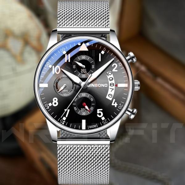 Zhidian 1858 Silver Black Date Chronograph Watch