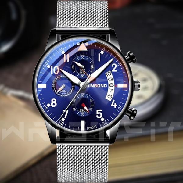 Zhidian 1858 Silver Blue Date Chronograph Watch