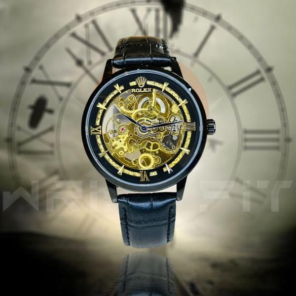 Rolex Automatic Skeleton Full Black Watch