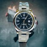 Rolex Silver Black Round Watch