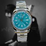 Rolex Silver Frozen Round Watch