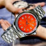 Rolex Silver Red Round Watch
