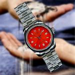 Rolex Silver Red Round Watch