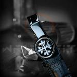 Patek Philip Black Leather Blue Nautilus Dial Watch