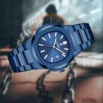 Hoursly Full Blue Square Chain Watch