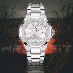 Hoursly White Square Dial Silver Chain Watch