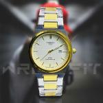 Tissot 1853 PRX Two Tone Chain White Textured Dial Watch