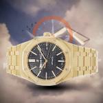 AP Gold Chain Black Textured Dial Watch
