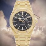 AP Gold Chain Black Textured Dial Watch