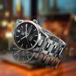 Tag Heuer Silver Black Carrera Day Date Chain Watch