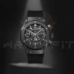 Hublot Hologram Black Leather Strap Watch