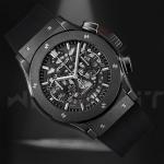 Hublot Hologram Black Leather Strap Watch