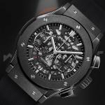 Hublot Hologram Black Leather Strap Watch