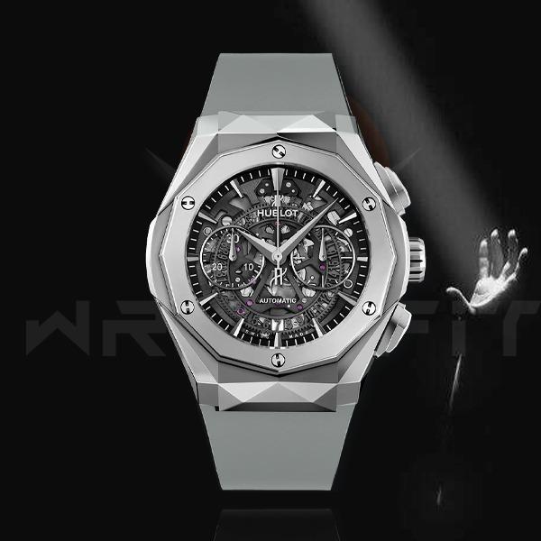 Hublot Hologram Grey Leather Strap Watch