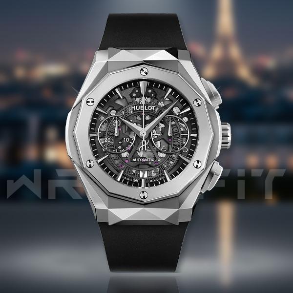 Hublot Black Hologram Black Leather Strap Watch